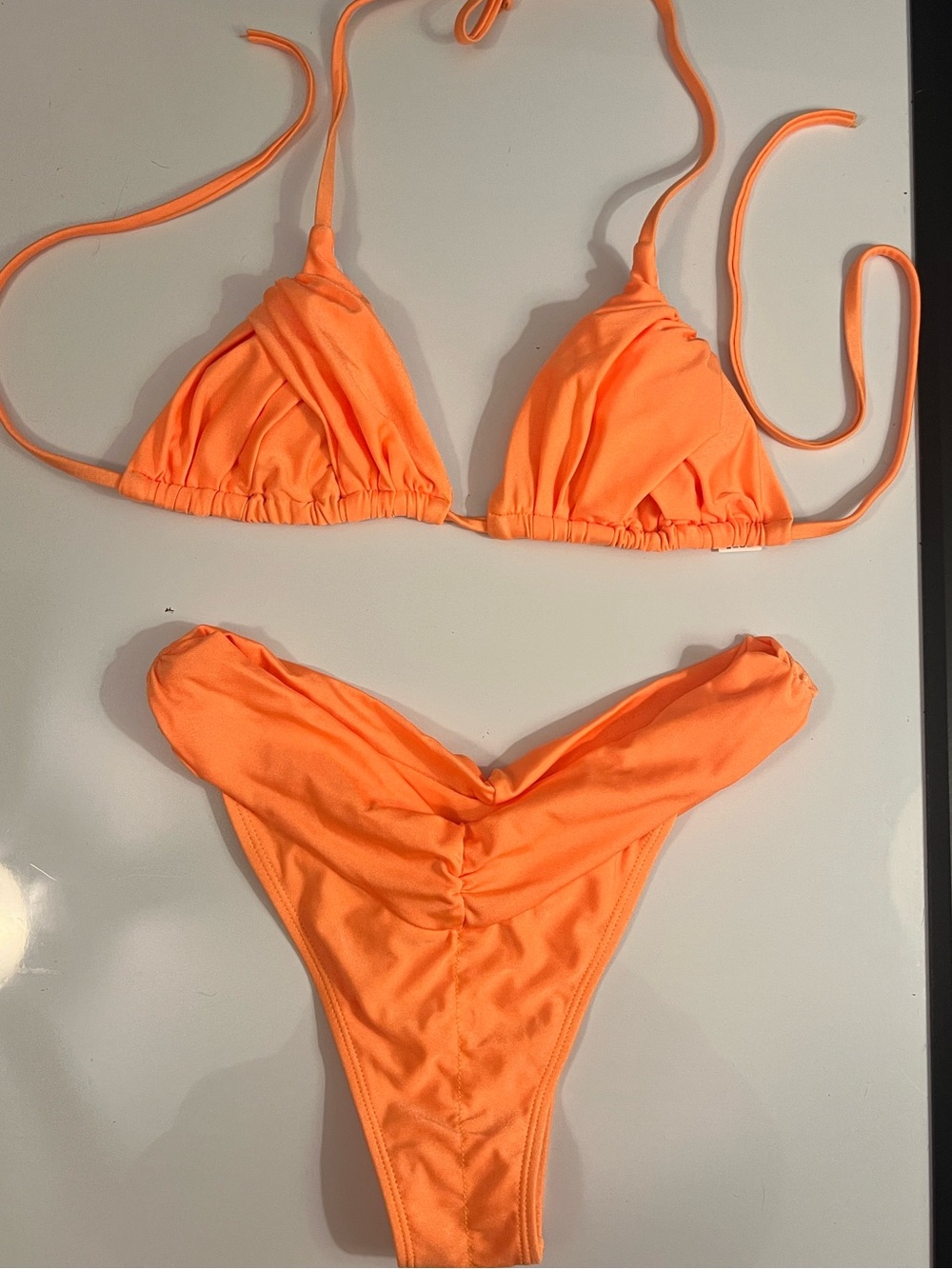 Neon Orange Triangle Bikini Set Size Medium BNWOT